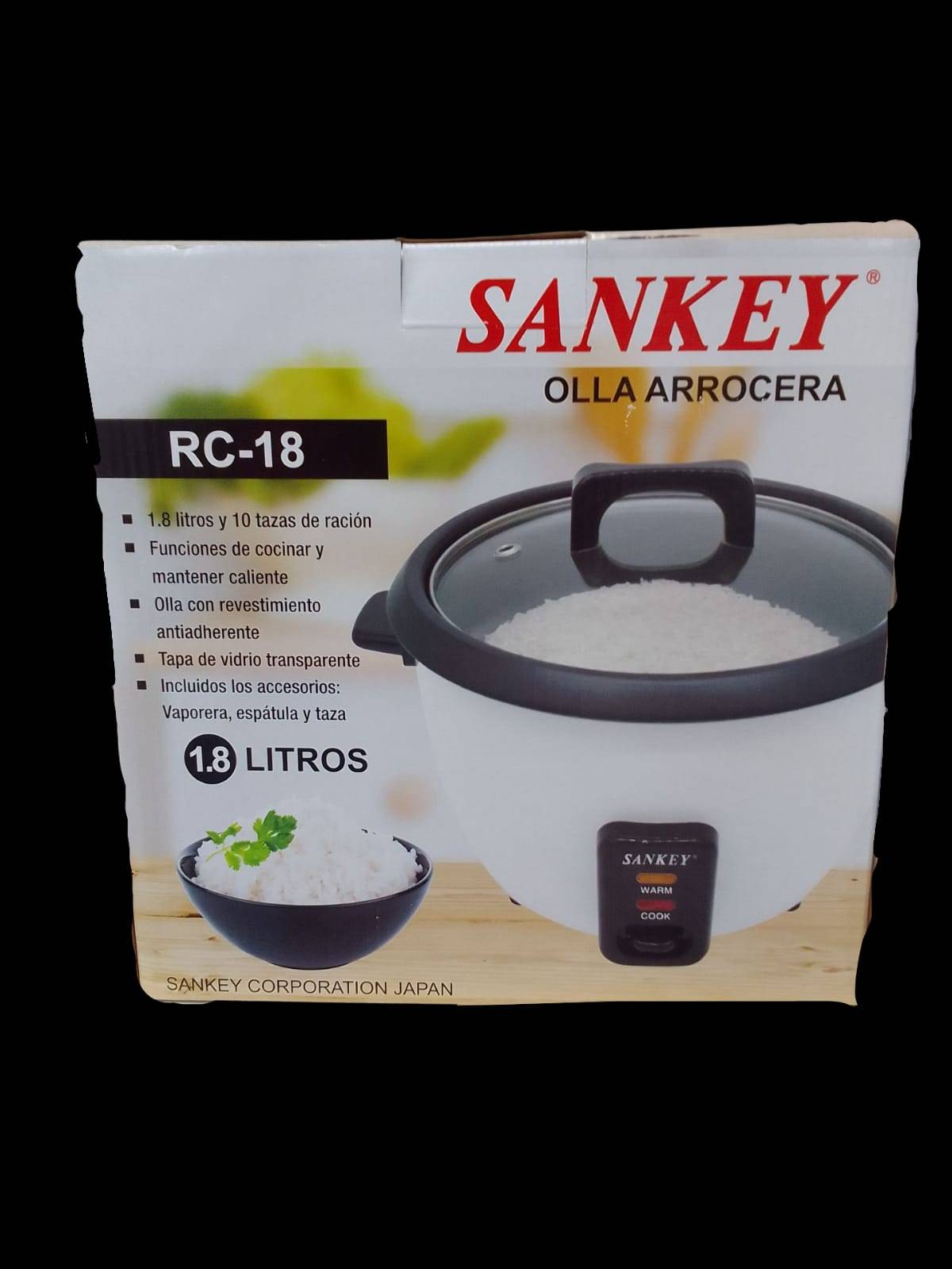 Olla Arrocera Sankey RC-18BL con 10 Tazas de Capacidad de Color Negro